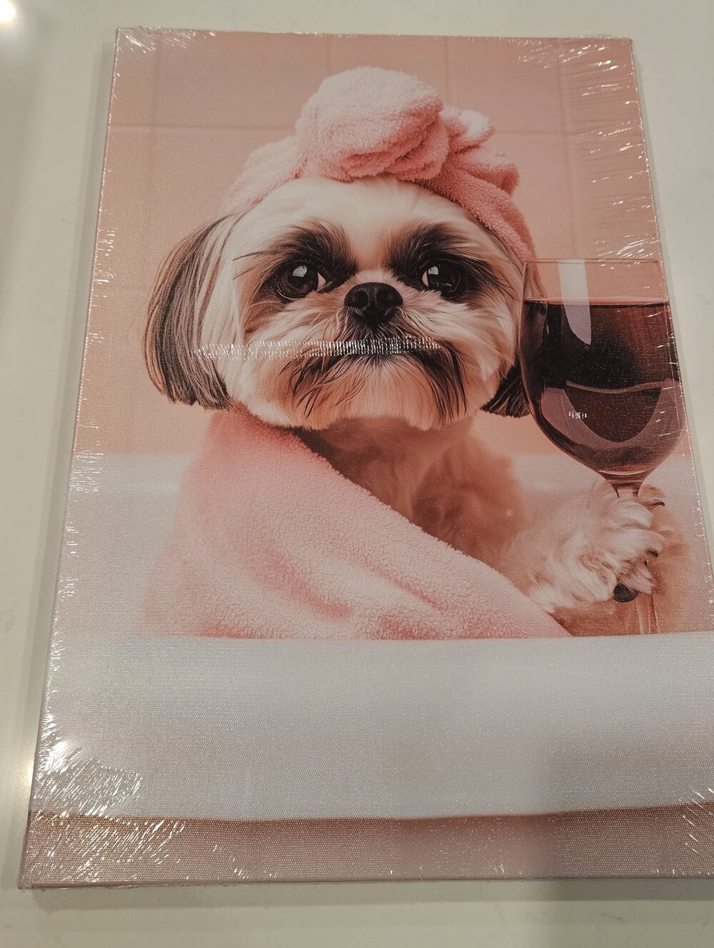 Pink Pampered Pup Canvas Wall Art - Pets Dog Decor 18×12